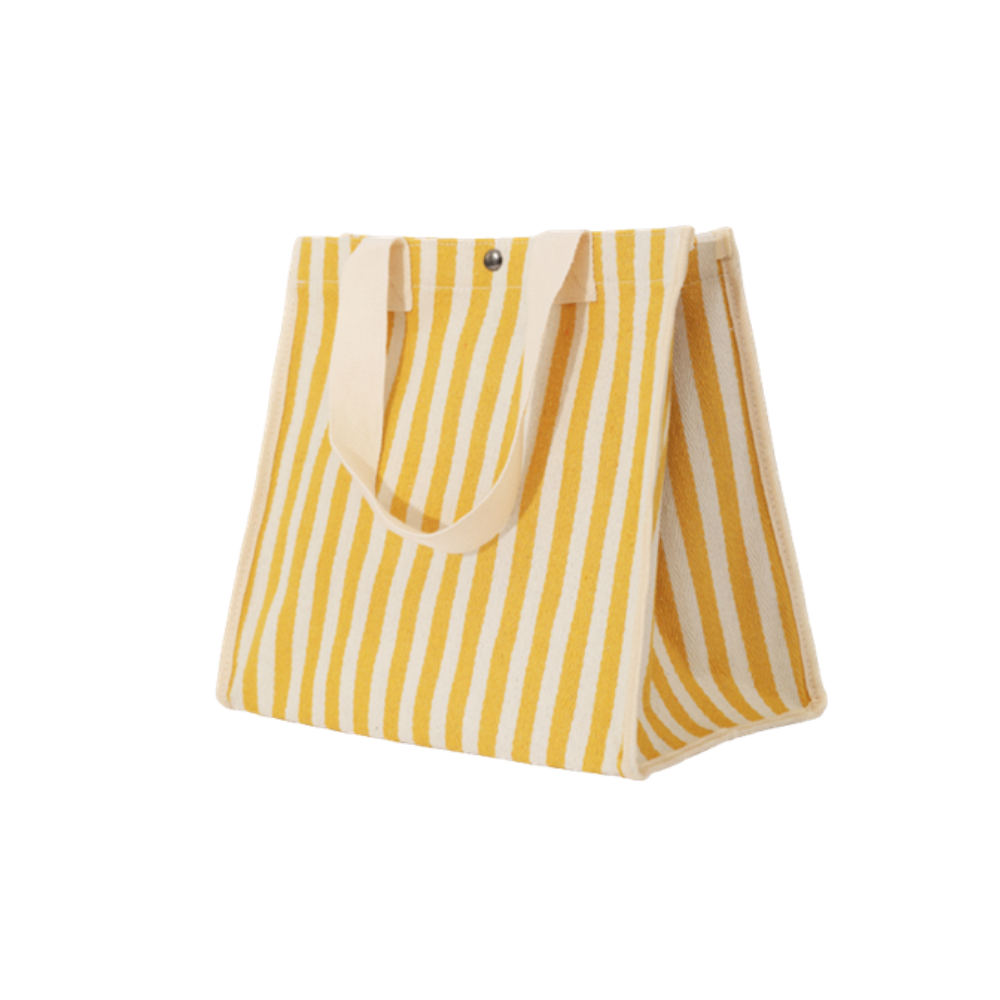 Bolso Cartera Lona Listado Broche Y Asas